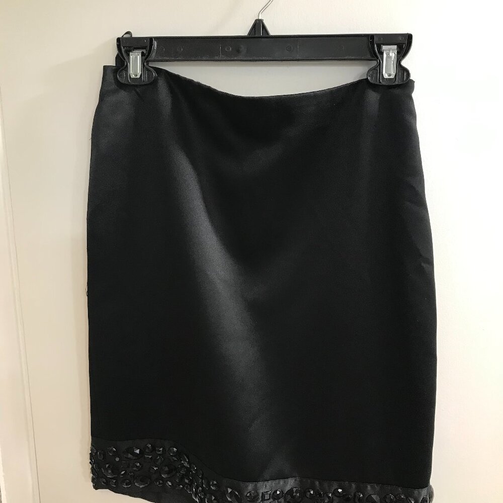 White House, Black Market, mini skirt with flat black beading